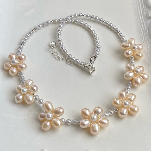 N289-Handmade High Quality Champagne Flower Pearl Baby Pearl Necklace - Picture 3 of 11